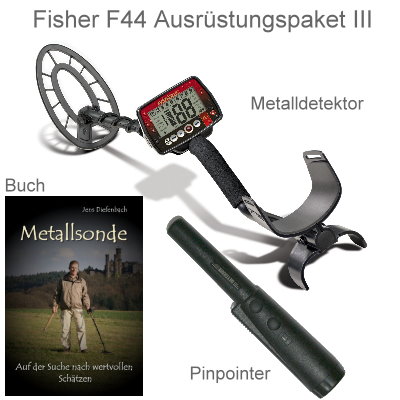 Fisher F44 Premiumpaket (Metalldetektor & Quest Xpointer orange & Schatzsucherhandbuch)