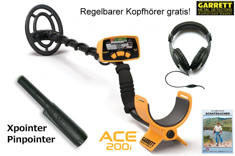 Garrett ACE 200i+ Metalldetektor & Xpointer Pinpointer & Kopfhörer